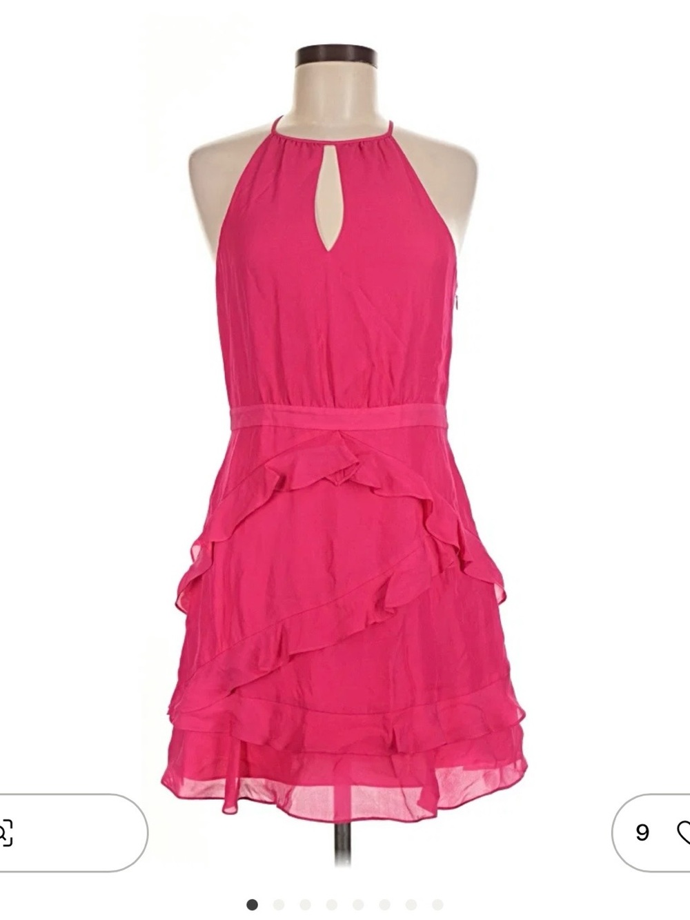 Parker Hot Pink Halter Ruffle Dress
